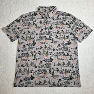 Ariat Tek Men’s Polo Shirt Size Large Graphic Print Golf Cactus Western Desert